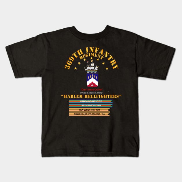 369th Infantry Regiment - Harlem Hellfighters w Streamers Kids T-Shirt by twix123844